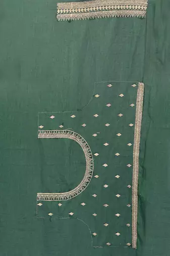 Green designer zari embroidery work blooming silk saree