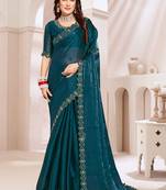 Morpeach handwork zarkan cutwork border silk saree