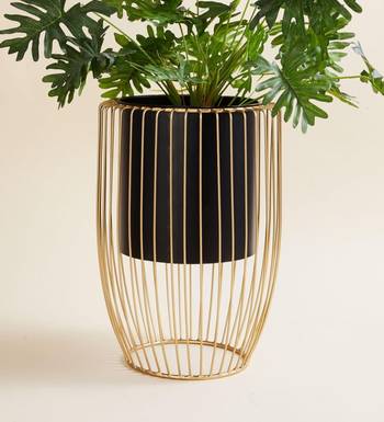 Voidrop Black & Gold Decorative Floor Planter Pot with Stand Indoor Outdoor Plant Stand with Planter Pot Home & Décor 1