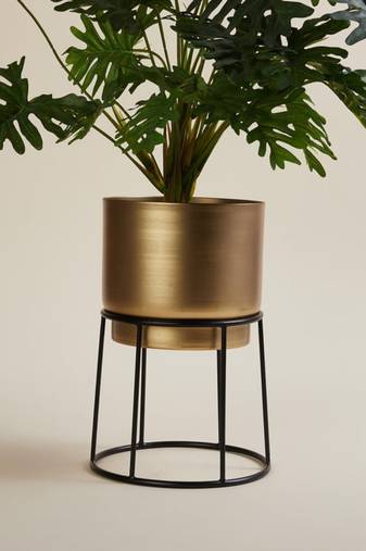 Voidrop Metal Black & Gold Floor Planters Flower Pot With Stand Outdoor & Indoor