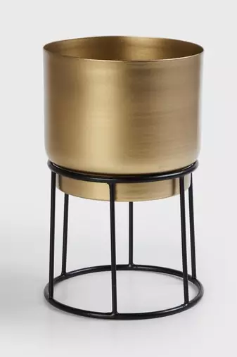 Voidrop Metal Black & Gold Floor Planters Flower Pot With Stand Outdoor & Indoor