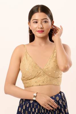 Muhenera Padded Dupion Silk V-Neck Blouse 1