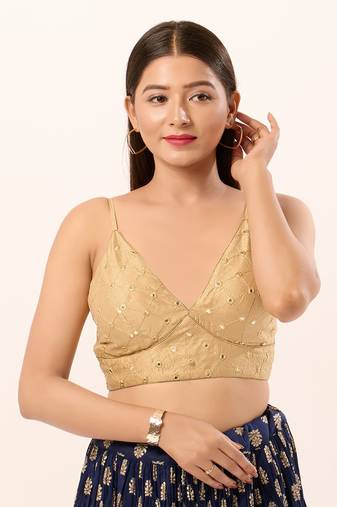 Muhenera Padded Dupion Silk V-Neck Blouse
