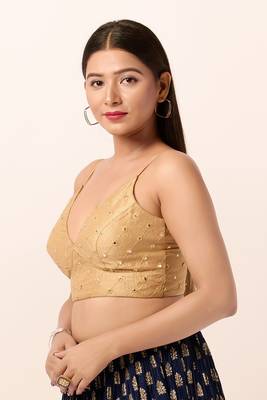 Muhenera Padded Dupion Silk V-Neck Blouse 3