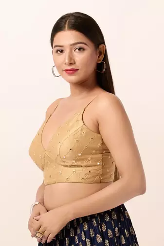 Muhenera Padded Dupion Silk V-Neck Blouse