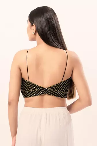 Muhenera Padded Art Silk V-Neck Blouse