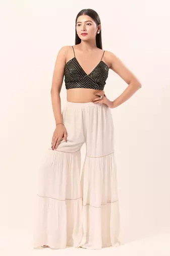 Muhenera Padded Art Silk V-Neck Blouse