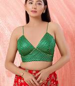 Muhenera Padded Art Silk V-Neck Blouse