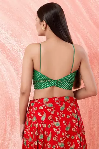 Muhenera Padded Art Silk V-Neck Blouse