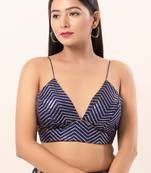 Muhenera Padded Art Silk V-Neck Blouse