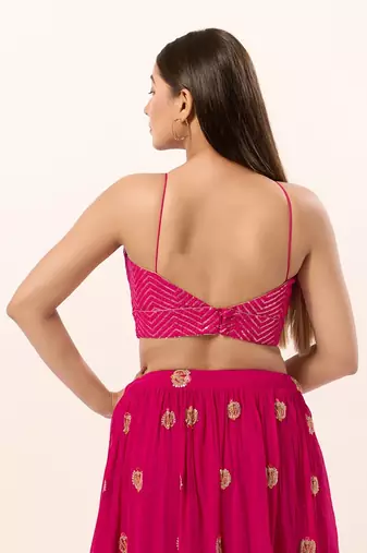 Muhenera Padded Art Silk V-Neck Blouse