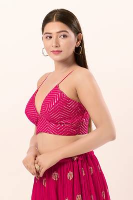 Muhenera Padded Art Silk V-Neck Blouse 3