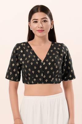 Muhenera Padded Brocade V-Neck Blouse 1