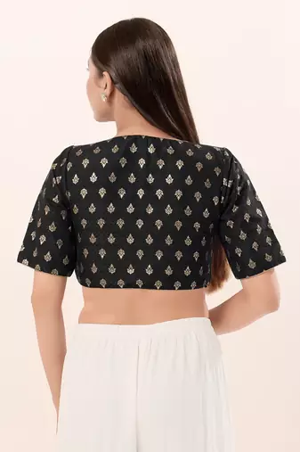 Muhenera Padded Brocade V-Neck Blouse