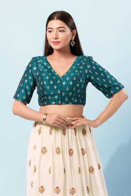 Muhenera Padded Brocade V-Neck Blouse 1