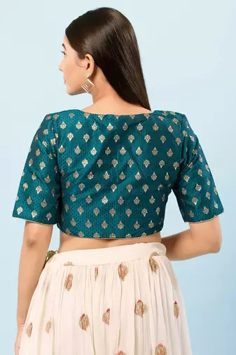 Muhenera Padded Brocade V-Neck Blouse