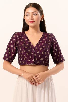 Muhenera Padded Brocade V-Neck Blouse 1
