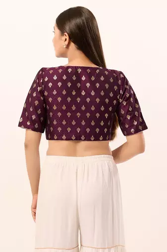 Muhenera Padded Brocade V-Neck Blouse