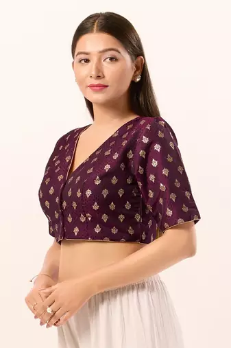 Muhenera Padded Brocade V-Neck Blouse