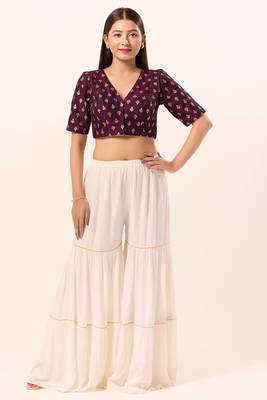 Muhenera Padded Brocade V-Neck Blouse 4