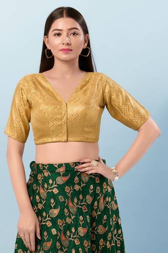 Muhenera Padded Brocade V-Neck Blouse