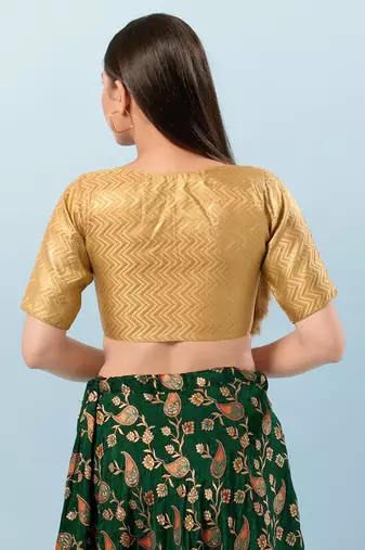 Muhenera Padded Brocade V-Neck Blouse