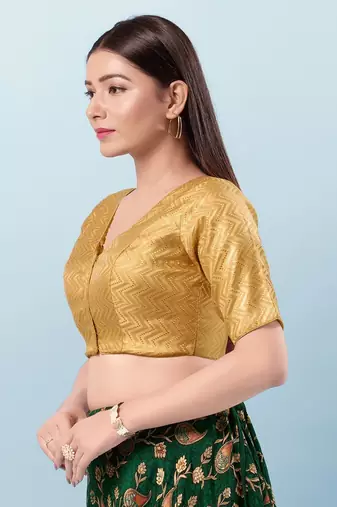 Muhenera Padded Brocade V-Neck Blouse