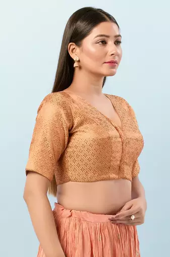 Muhenera Padded Brocade V-Neck Blouse