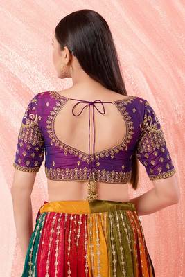 Muhenera Padded Dupion Silk Round Neck Blouse 2