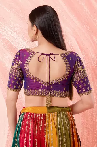 Muhenera Padded Dupion Silk Round Neck Blouse