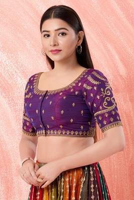 Muhenera Padded Dupion Silk Round Neck Blouse 3