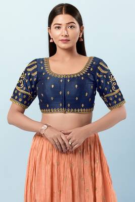 Muhenera Padded Dupion Silk Round Neck Blouse 1