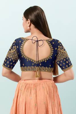 Muhenera Padded Dupion Silk Round Neck Blouse 2