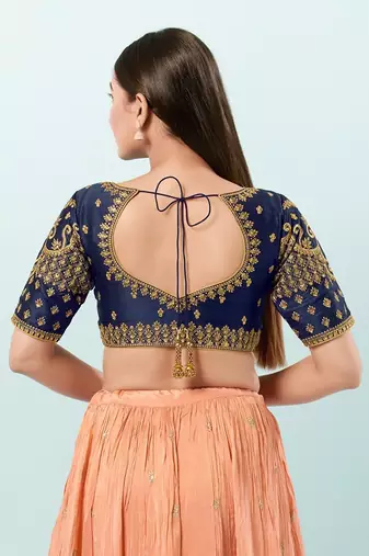 Muhenera Padded Dupion Silk Round Neck Blouse