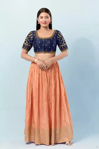 Muhenera Padded Dupion Silk Round Neck Blouse