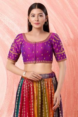 Muhenera Padded Dupion Silk Round Neck Blouse 1