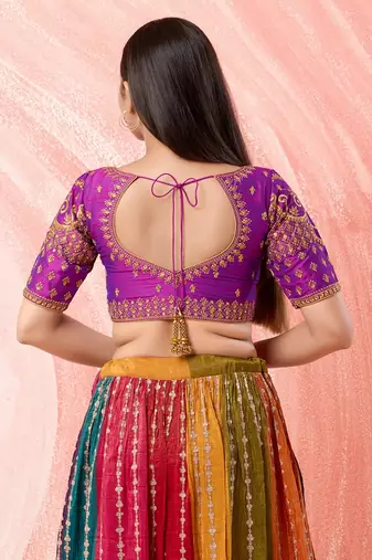 Muhenera Padded Dupion Silk Round Neck Blouse
