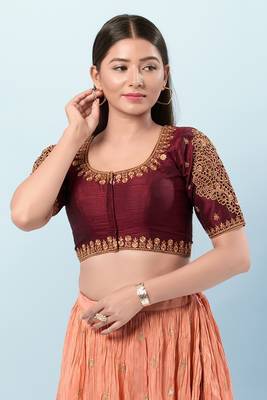 Muhenera Padded Silk Round Neck Blouse 1