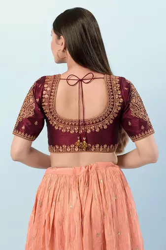 Muhenera Padded Silk Round Neck Blouse