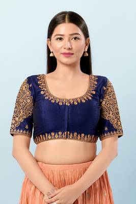 Muhenera Padded Silk Round Neck Blouse 1