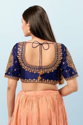 Muhenera Padded Silk Round Neck Blouse 2