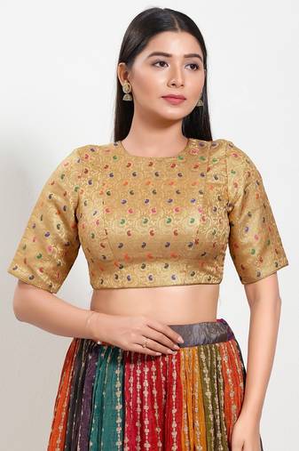 Muhenera Padded Brocade Round Neck Blouse