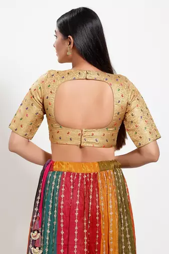 Muhenera Padded Brocade Round Neck Blouse