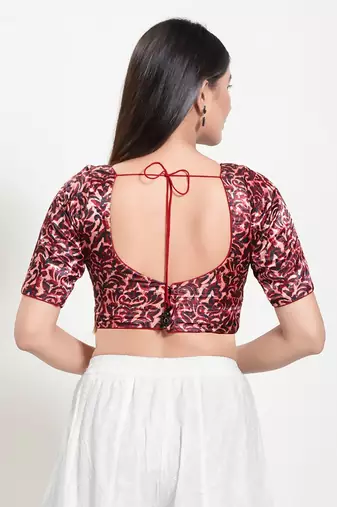 Muhenera Padded Silk Sweatheart Neck Blouse