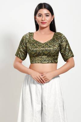 Muhenera Padded Silk Sweatheart Neck Blouse 1