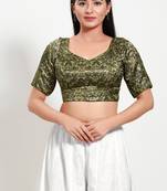 Muhenera Padded Silk Sweatheart Neck Blouse