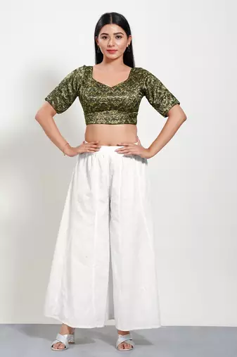 Muhenera Padded Silk Sweatheart Neck Blouse