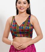 Muhenera Padded Brocade V-Neck Blouse