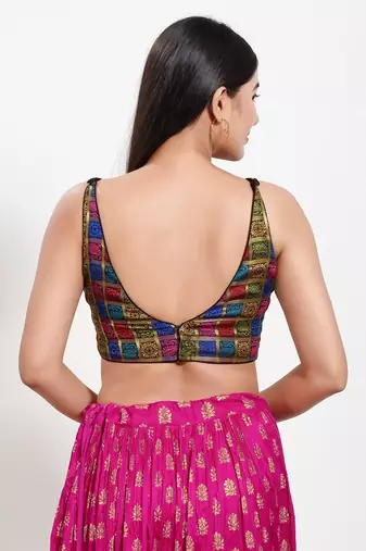 Muhenera Padded Brocade V-Neck Blouse