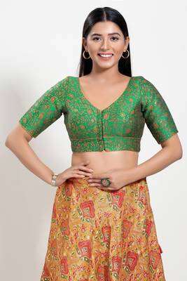 Muhenera Padded Brocade V-Neck Blouse 1